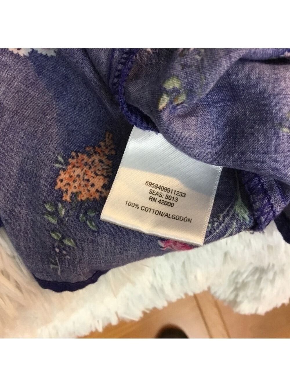 JACLYN Smith XL royal blue floral button down roll sleeve top - Picture 6 of 16